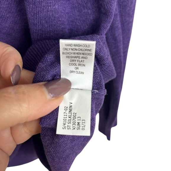 BANANA REPUBLIC Men's Purple Silk Linen Blend V-Neck Sweater Preppy Casual Large - Picture 9 of 9